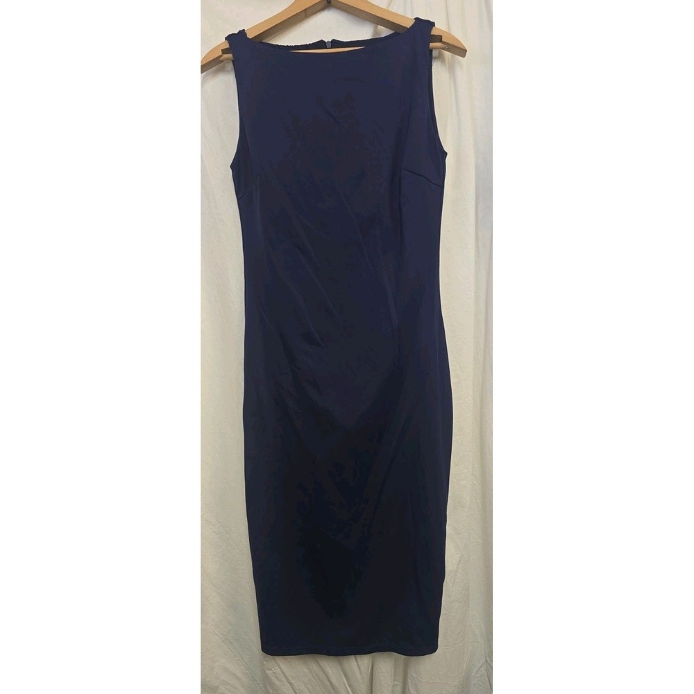 Popilush Shapewear Sleeveless Boatneck Sculpting Midi Work Dress Blue L - Picture 7 of 10